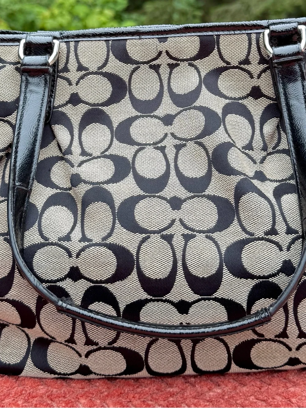 Coach Black/grey Signature shoulder bag with Central Stripe F28501